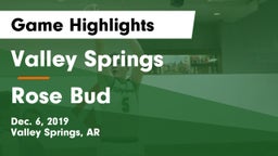Valley Springs  vs Rose Bud  Game Highlights - Dec. 6, 2019