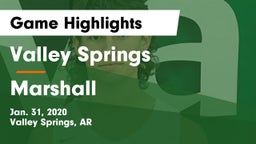 Valley Springs  vs Marshall  Game Highlights - Jan. 31, 2020