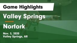 Valley Springs  vs Norfork  Game Highlights - Nov. 3, 2020