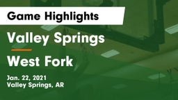 Valley Springs  vs West Fork  Game Highlights - Jan. 22, 2021