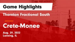 Thornton Fractional South  vs Crete-Monee  Game Highlights - Aug. 29, 2022