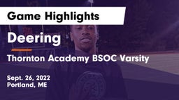 Deering  vs Thornton Academy BSOC Varsity Game Highlights - Sept. 26, 2022