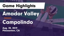 Amador Valley  vs Campolindo  Game Highlights - Aug. 20, 2019