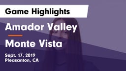 Amador Valley  vs Monte Vista  Game Highlights - Sept. 17, 2019