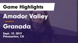 Amador Valley  vs Granada  Game Highlights - Sept. 19, 2019