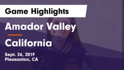 Amador Valley  vs California  Game Highlights - Sept. 26, 2019