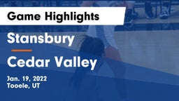 Stansbury  vs Cedar Valley  Game Highlights - Jan. 19, 2022