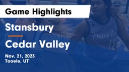 Stansbury  vs Cedar Valley  Game Highlights - Nov. 21, 2023
