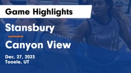 Stansbury  vs Canyon View  Game Highlights - Dec. 27, 2023