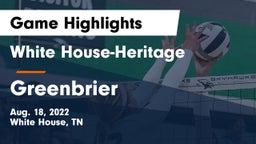 White House-Heritage  vs Greenbrier  Game Highlights - Aug. 18, 2022