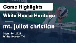 White House-Heritage  vs mt. juliet christian Game Highlights - Sept. 24, 2022