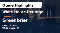 White House-Heritage  vs Greenbrier  Game Highlights - Sept. 19, 2023