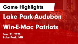 Lake Park-Audubon  vs Win-E-Mac Patriots Game Highlights - Jan. 21, 2020