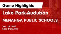 Lake Park-Audubon  vs MENAHGA PUBLIC SCHOOLS Game Highlights - Jan. 28, 2020