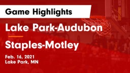 Lake Park-Audubon  vs Staples-Motley  Game Highlights - Feb. 16, 2021