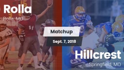 Matchup: Rolla  vs. Hillcrest  2018