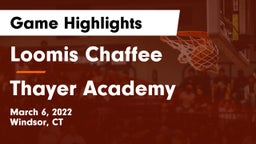 Loomis Chaffee vs Thayer Academy  Game Highlights - March 6, 2022