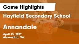 Hayfield Secondary School vs Annandale  Game Highlights - April 13, 2022