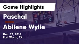 Paschal  vs Abilene Wylie Game Highlights - Dec. 27, 2018