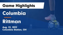 Columbia  vs Rittman Game Highlights - Aug. 22, 2022