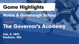 Noble & Greenough School vs The Governor's Academy  Game Highlights - Feb. 8, 2023