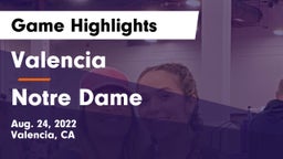Valencia  vs Notre Dame  Game Highlights - Aug. 24, 2022