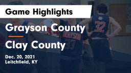 Grayson County  vs Clay County Game Highlights - Dec. 20, 2021