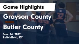 Grayson County  vs Butler County  Game Highlights - Jan. 14, 2022