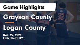 Grayson County  vs Logan County  Game Highlights - Dec. 22, 2021