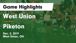 West Union  vs Piketon  Game Highlights - Dec. 3, 2019