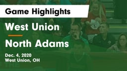 West Union  vs North Adams  Game Highlights - Dec. 4, 2020