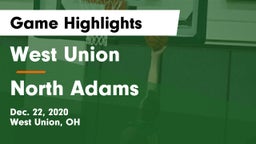 West Union  vs North Adams  Game Highlights - Dec. 22, 2020