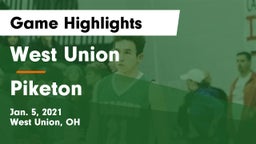 West Union  vs Piketon  Game Highlights - Jan. 5, 2021
