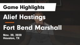 Alief Hastings  vs Fort Bend Marshall  Game Highlights - Nov. 20, 2020