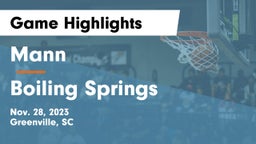 Mann  vs Boiling Springs  Game Highlights - Nov. 28, 2023