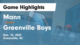 Mann  vs Greenville  Boys Game Highlights - Dec. 15, 2023