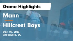 Mann  vs HIllcrest  Boys Game Highlights - Dec. 29, 2023