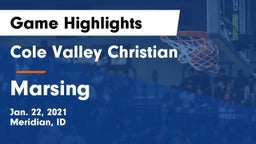 Cole Valley Christian  vs Marsing Game Highlights - Jan. 22, 2021