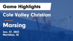 Cole Valley Christian  vs Marsing Game Highlights - Jan. 27, 2022