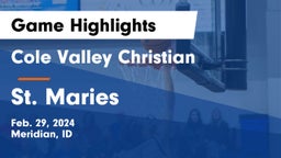 Cole Valley Christian  vs St. Maries Game Highlights - Feb. 29, 2024
