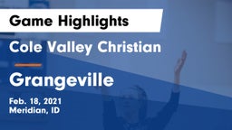 Cole Valley Christian  vs Grangeville  Game Highlights - Feb. 18, 2021