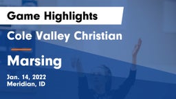 Cole Valley Christian  vs Marsing Game Highlights - Jan. 14, 2022