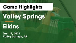 Valley Springs  vs Elkins  Game Highlights - Jan. 12, 2021