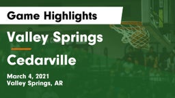 Valley Springs  vs Cedarville  Game Highlights - March 4, 2021