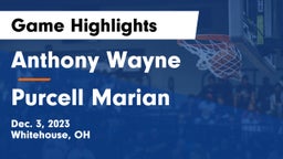 Anthony Wayne  vs Purcell Marian  Game Highlights - Dec. 3, 2023