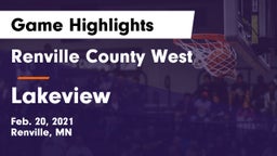 Renville County West  vs Lakeview Game Highlights - Feb. 20, 2021