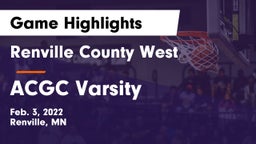 Renville County West  vs ACGC Varsity Game Highlights - Feb. 3, 2022