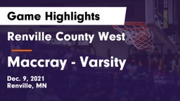 Renville County West  vs Maccray - Varsity Game Highlights - Dec. 9, 2021