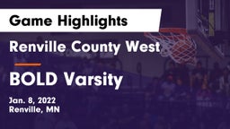 Renville County West  vs BOLD Varsity Game Highlights - Jan. 8, 2022