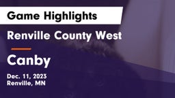 Renville County West  vs Canby  Game Highlights - Dec. 11, 2023